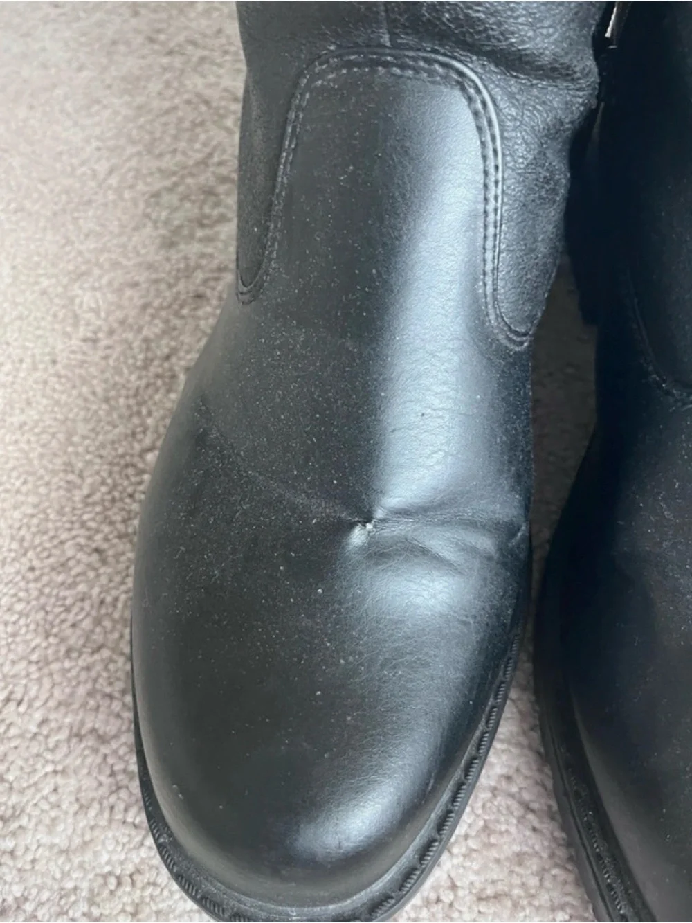 Totes Black Leather Mid-Calf Snow Boots